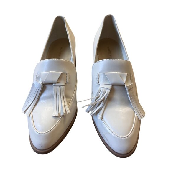 Marc Fisher Phylicia Loafers Womens 6.5 Cream Solid Tassle Chunky Heel Classic - Picture 3 of 11
